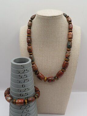 Desert Rose Trading Jasper 925 Necklace and Bracelet Set